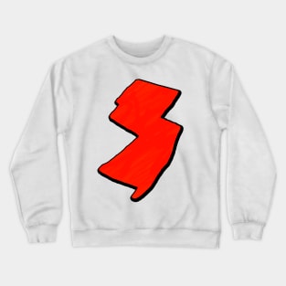 Bright Red New Jersey Outline Crewneck Sweatshirt